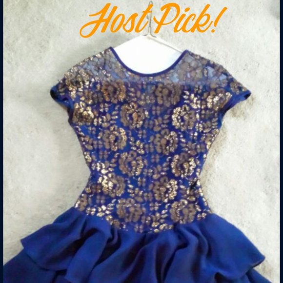 Dress with lace/gold "tinsel" - Picture 1 of 5